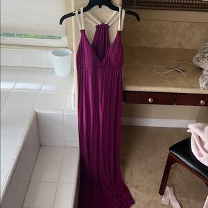 Pink Rose Plum Maxi Dress with Halter Neckline